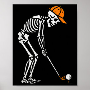 Póster Traje de golfista de Halloween de esqueleto para p