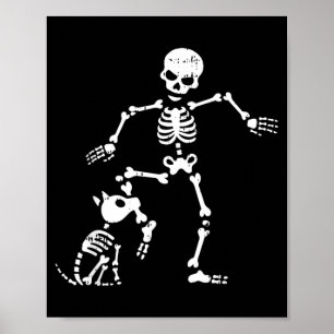 Póster Traje de Halloween de Esqueleto y Perro Hombre Crá