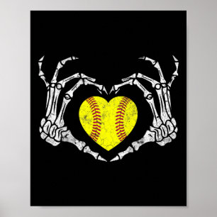 Póster Traje de Halloween de Mano de Esqueleto de Corazón