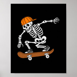 Póster Traje de Halloween de monopatín esqueleto en monop