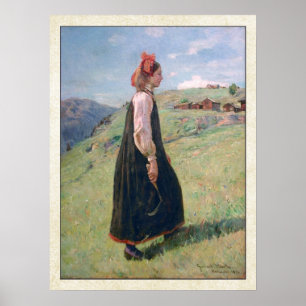 Póster Traje de la gente de Hallingdal del noruego de