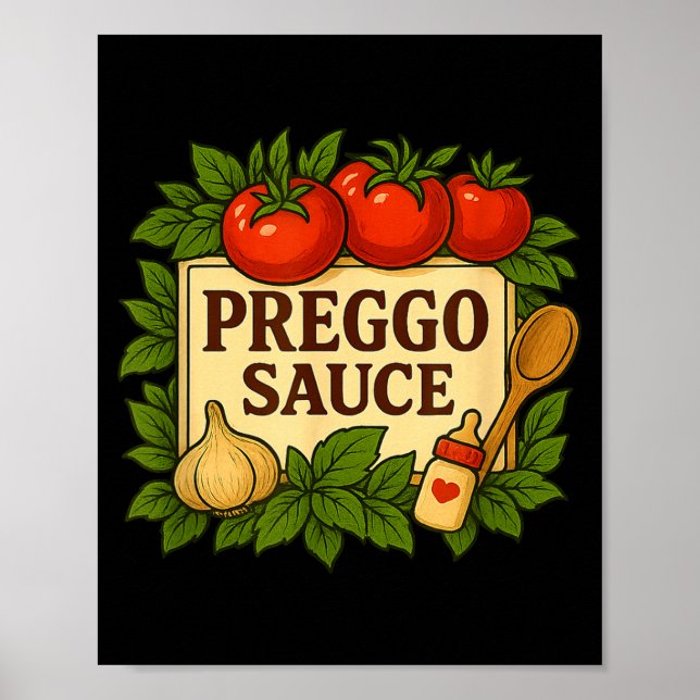 Póster Traje de Salsa Preggo Divertido Anuncio de Embaraz (Frente)
