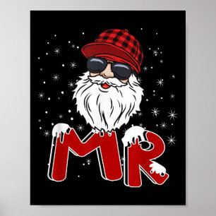 Póster Traje de Sr Claus Navidad Sombrero Divertido de Sa