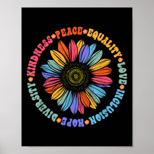 Póster Traje Floral de Girasol Partidario de la Paz Mundi