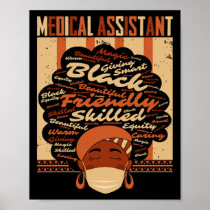 Póster Traje Médico Instantáneo Mujer Afro Orgullosa Hist