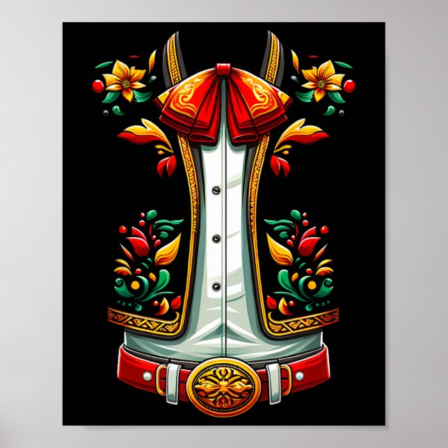 Póster Traje Mexicano Para Mariachi Charro De Cinco De Ma (Frente)