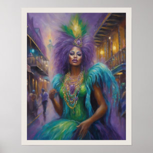 Póster Traje para la cabeza de la mujer mardi gras