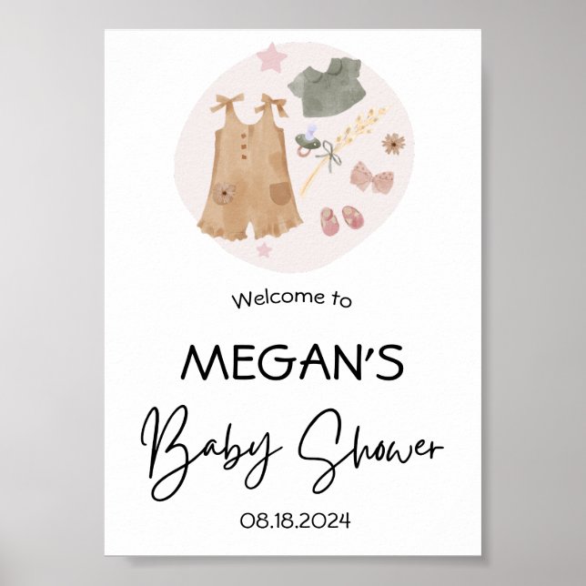 Póster Traje sencillo, ropa suave, bienvenida rosa a Baby (Frente)