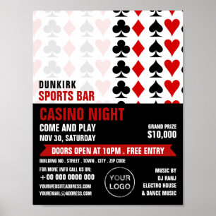Póster Trajes de tarjetas, Noche de Casino, Industria de