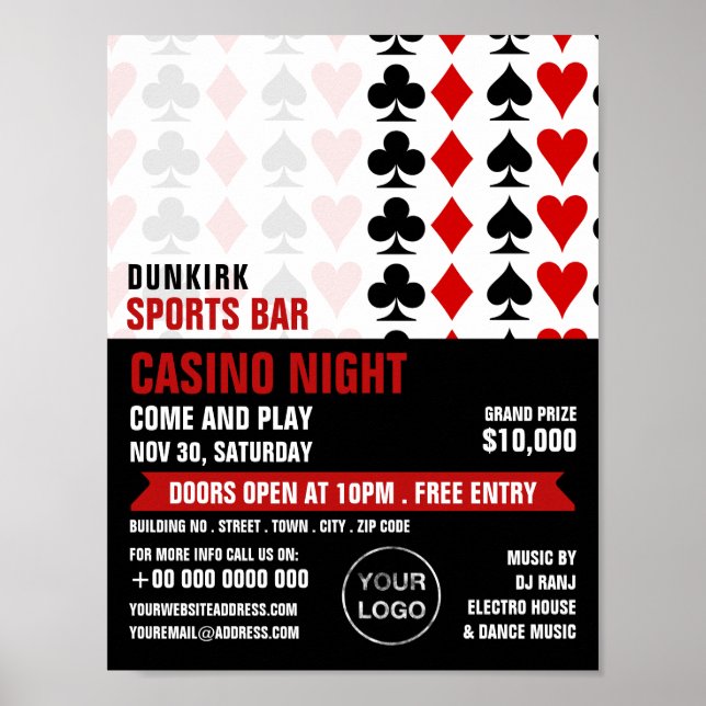 Póster Trajes de tarjetas, Noche de Casino, Industria de  (Frente)