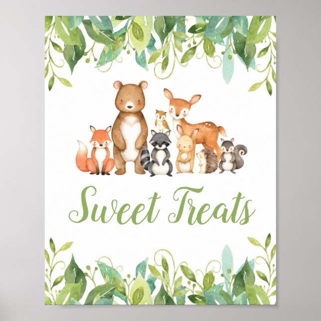 Póster Trajes dulces de Baby Shower para animales de Wood (Frente)