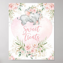 Póster Trajes dulces | Dreamy Baby Elephant Rubor Floral