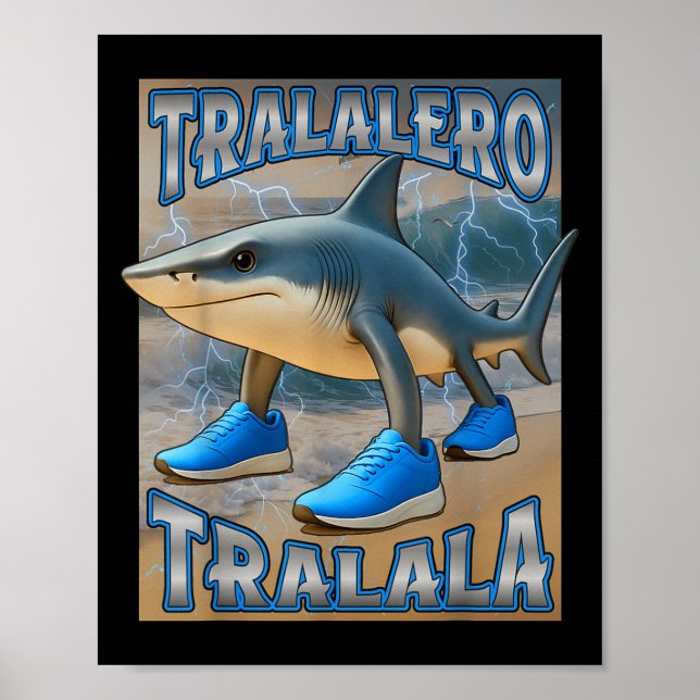 Póster Tralalero Tralala Italiano Brainrot Meme Cumpleaño (Frente)
