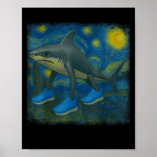 Póster Tralero Tralala Funny Shark Van Gogh Starry Nigh