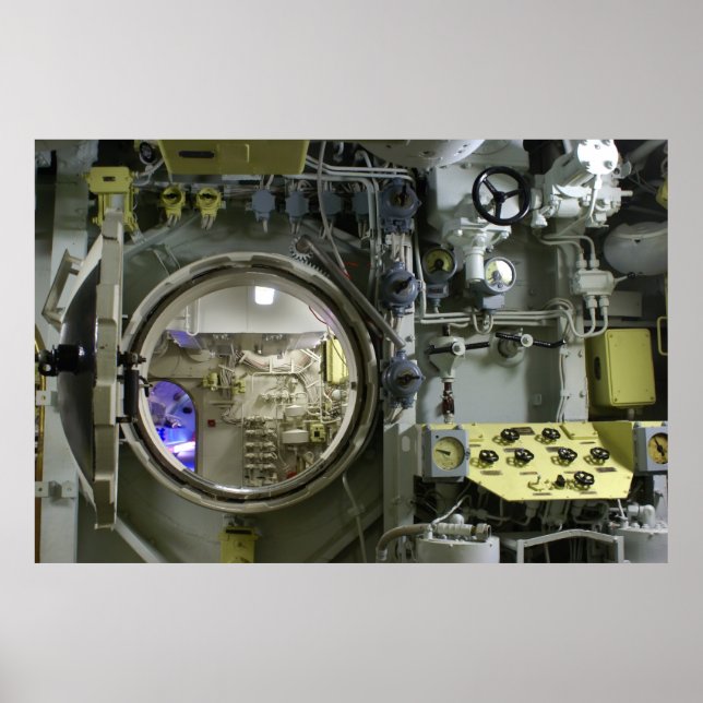 Póster tramar un antiguo submarino retro (Frente)