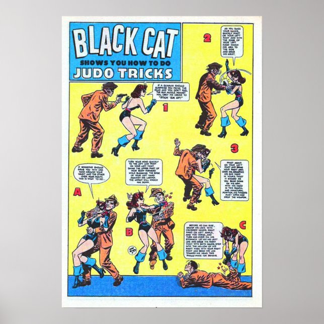 Póster Trámites de judo de gato negro (Frente)
