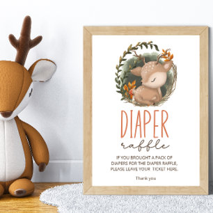 Póster Trampa de pañales Baby Shower para venado de mader