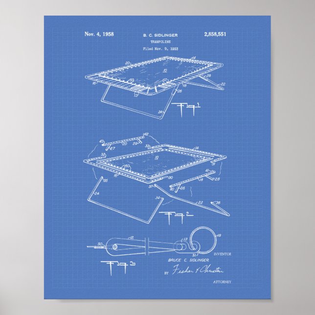 Póster Trampoline 1958 Patent Art Blueprint (Frente)