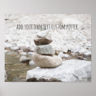 Póster tranquil rock cairn photo add your text personaliz