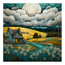 Tranquila escena campestre con encantadora granja