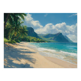 Póster Tranquila playa tropical con aguas turquesas