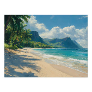 Póster Tranquila playa tropical con aguas turquesas