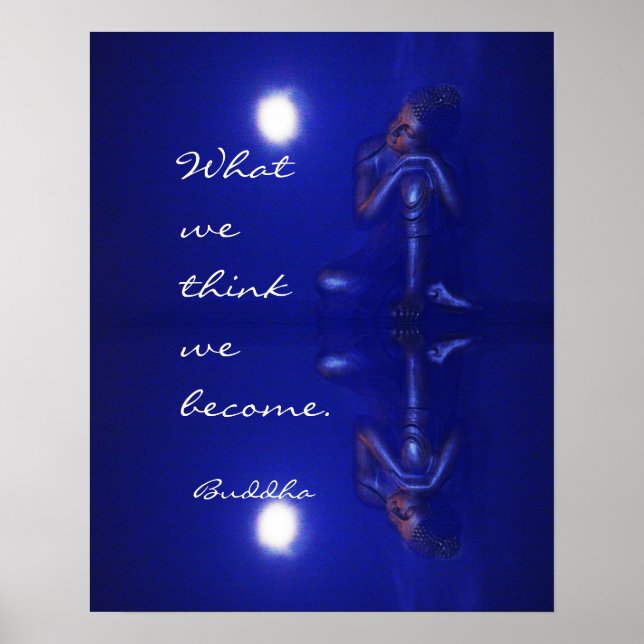 Póster Tranquila reflexión y cita azul de zafiro Buda (Frente)