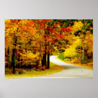 Póster Tranquila ruta campestre en el Poster de otoño