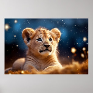 Póster Tranquilidad de animal salvaje de Lion Cub