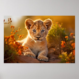 Póster Tranquilidad de animal salvaje de Lion Cub