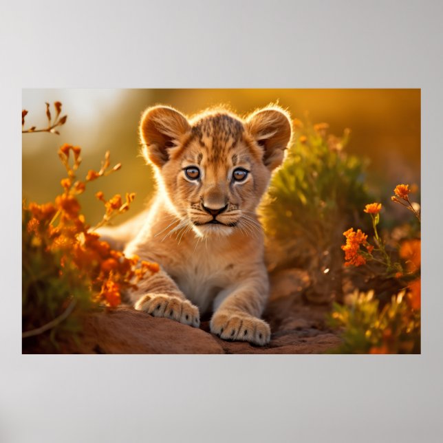 Póster Tranquilidad de animal salvaje de Lion Cub (Frente)
