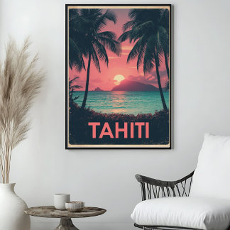 Póster Tranquilidad de Tahití – Viaje Vintage del Pacífic