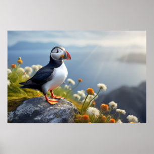 Póster Tranquilidad del animal salvaje de ave Puffin