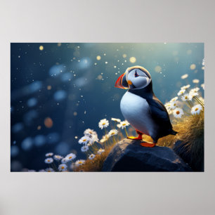 Póster Tranquilidad del animal salvaje de ave Puffin