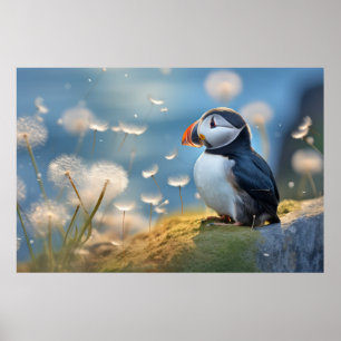 Póster Tranquilidad del animal salvaje de ave Puffin