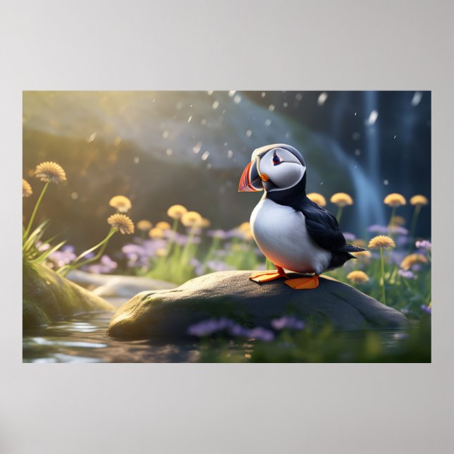 Póster Tranquilidad del animal salvaje de ave Puffin (Frente)
