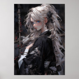 Póster Tranquilidad dorada: Belleza del anime oriental