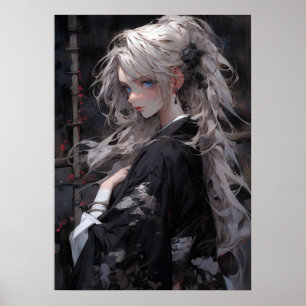 Póster Tranquilidad dorada: Belleza del anime oriental