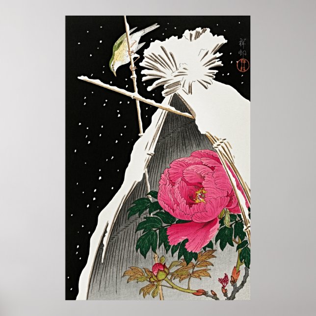 Póster Tranquilidad elegante: Bluechat siberiano y Peony (Frente)