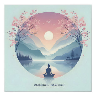Póster Tranquilizador arte de meditación natural