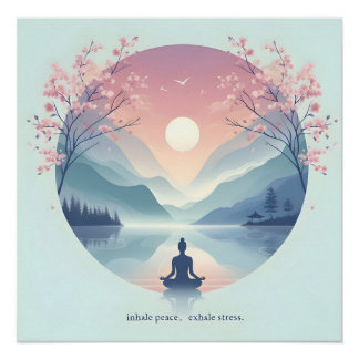 Póster Tranquilizador arte de meditación natural