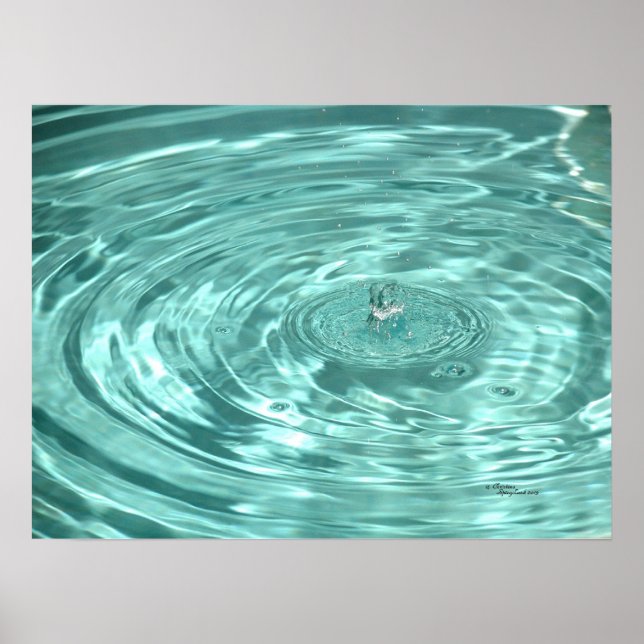 Póster Tranquilizador hermoso agua azul gota olas Poster (Frente)