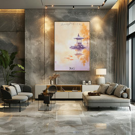 Póster Tranquilo Koi Pond y Pagoda Wall Art