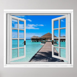 Póster Tranquilo paseo marítimo Pier Ocean Fake View