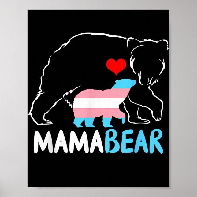 Póster Trans Mama Bear Proud Mom Rainbow Transgender (Frente)