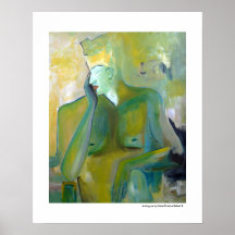 Trans Woman Man Portrait Abstract Green Paintings