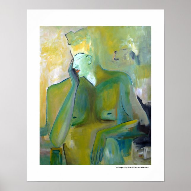Póster Trans Woman Man Portrait Abstract Green Paintings (Frente)