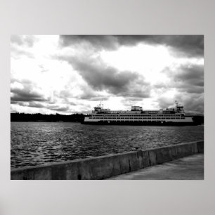 Póster Transbordador a Seattle - blanco y negro