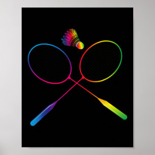 Póster Transbordador Colorido De Badminton Con Raqueta De
