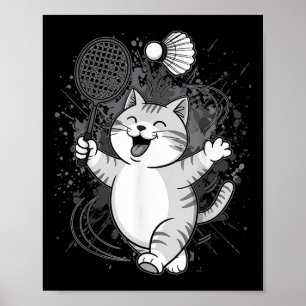 Póster Transbordador de jugador de Cute Kitty Badminton